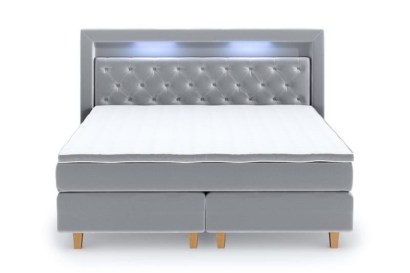 Hilton Lyx Velvet Sängpaket 160x200 - Ljusgrå - Möbler - Säng - Komplett sängpaket