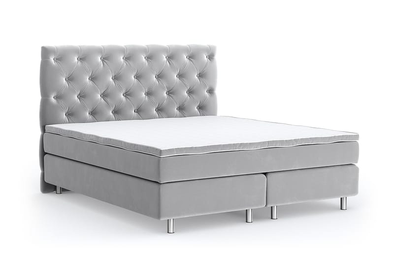 Hilton Lyx Velvet Sängpaket 160x200 - Ljusgrå - Komplett sängpaket - Kontinentalsäng - Dubbelsäng