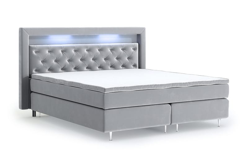 Hilton Lyx Velvet Sängpaket 160x200 - Ljusgrå - Möbler - Säng - Komplett sängpaket