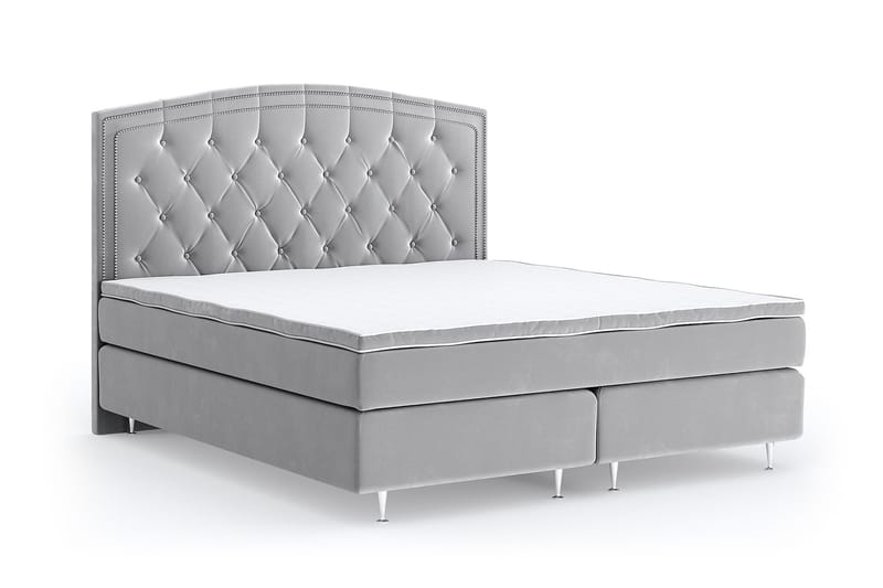 Hilton Lyx Velvet Sängpaket 160x200 - Ljusgrå - Möbler - Säng - Komplett sängpaket
