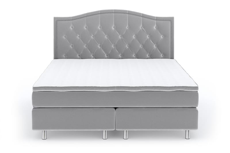 Hilton Lyx Velvet Sängpaket 160x200 - Ljusgrå - Dubbelsäng - Komplett sängpaket - Kontinentalsäng