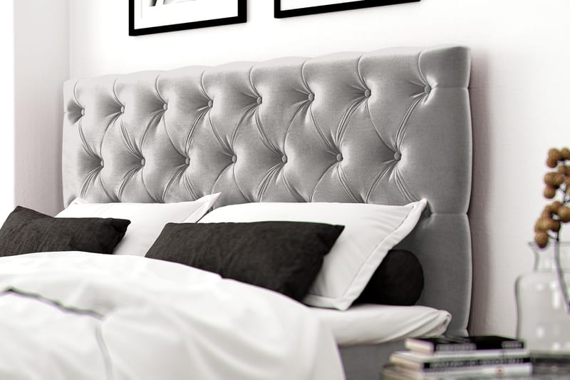 Hilton Lyx Velvet Sängpaket 180x200 cm - Ljusgrå - Möbler - Säng - Komplett sängpaket