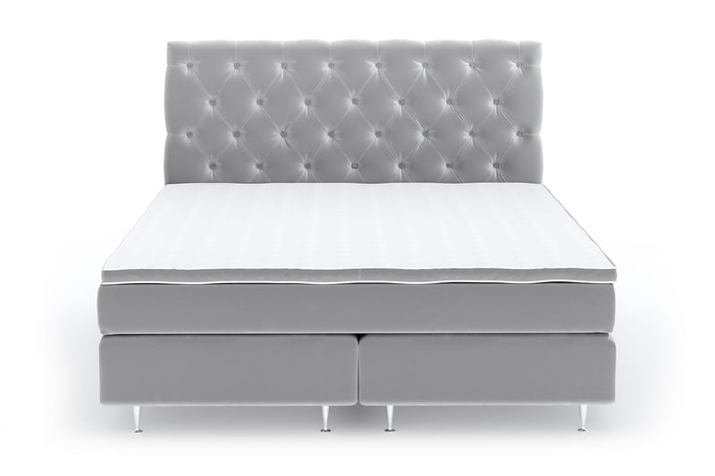 Hilton Lyx Velvet Sängpaket 180x200 cm - Ljusgrå - Möbler - Säng - Komplett sängpaket