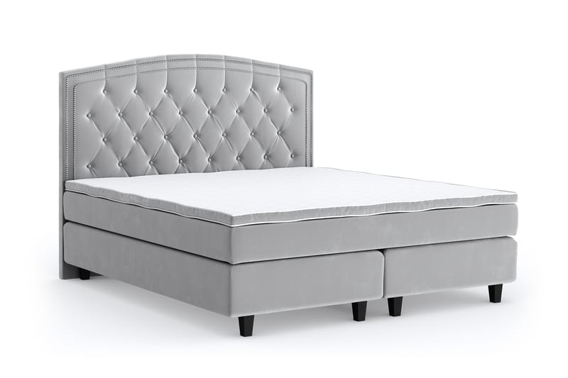 Hilton Lyx Velvet Sängpaket 180x200 cm - Ljusgrå - Möbler - Säng - Komplett sängpaket