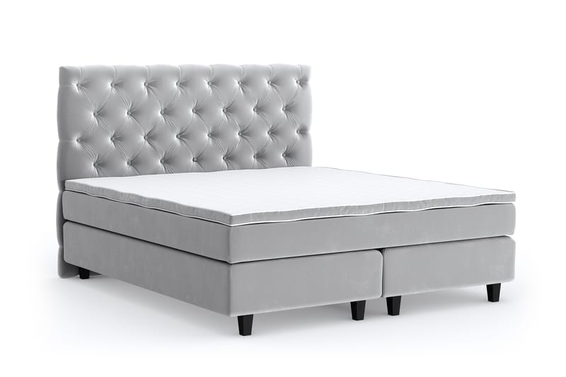 Hilton Lyx Velvet Sängpaket 180x200 cm - Ljusgrå - Möbler - Säng - Komplett sängpaket