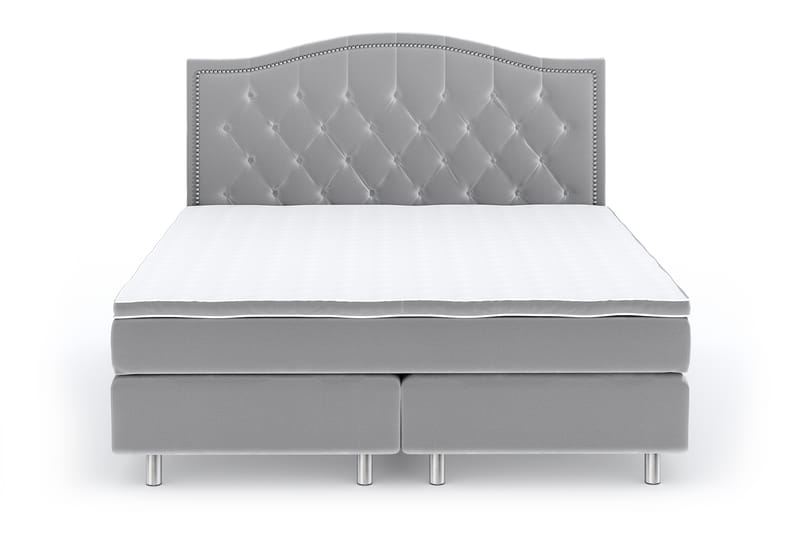 Hilton Lyx Velvet Sängpaket 180x200 cm - Ljusgrå - Möbler - Säng - Komplett sängpaket