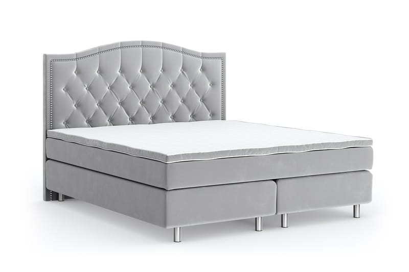 Hilton Lyx Velvet Sängpaket 180x200 cm - Ljusgrå - Möbler - Säng - Komplett sängpaket