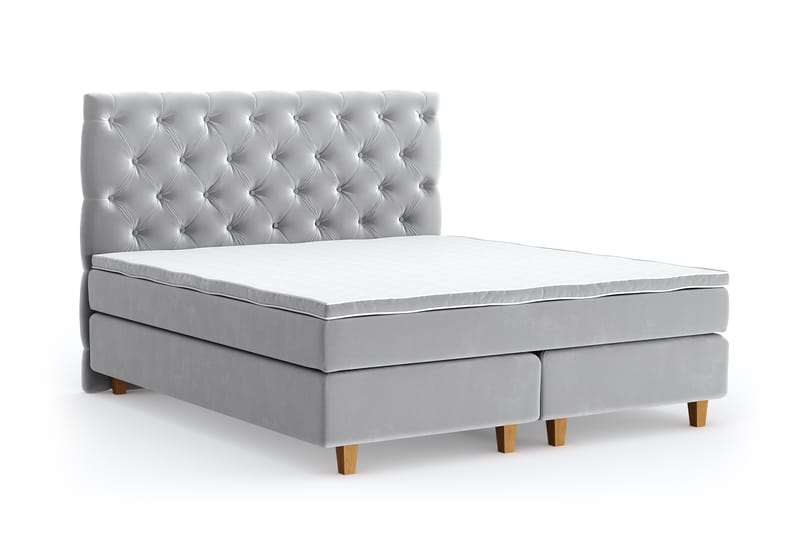 Hilton Lyx Velvet Sängpaket 180x200 cm - Ljusgrå - Möbler - Säng - Komplett sängpaket