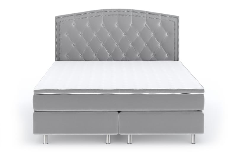 Hilton Lyx Velvet Sängpaket 180x200 cm - Ljusgrå - Möbler - Säng - Komplett sängpaket