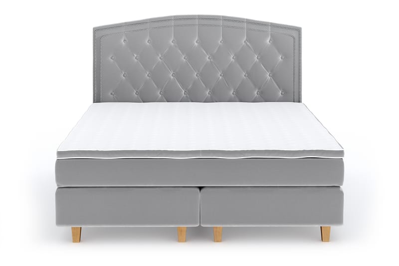 Hilton Lyx Velvet Sängpaket 180x200  Ljusgrå - Ljusgrå - Komplett sängpaket - Kontinentalsäng - Dubbelsäng