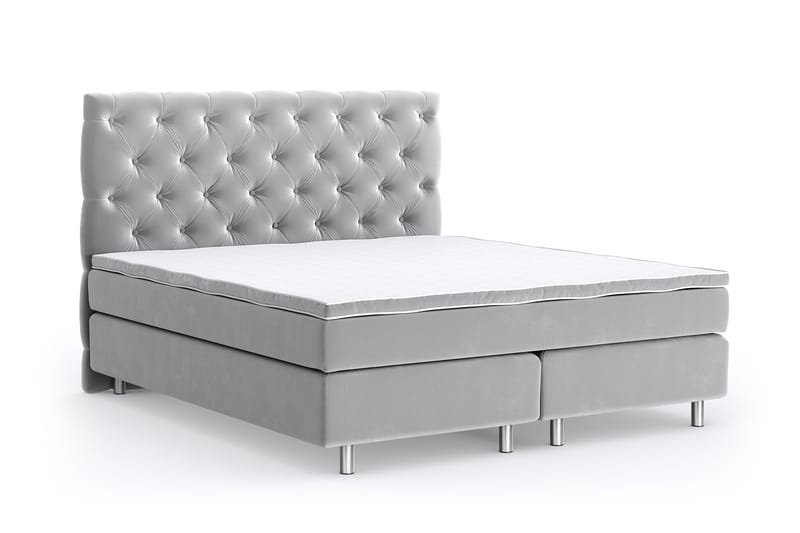 Hilton Lyx Velvet Sängpaket 180x200 - Ljusgrå - Möbler - Säng - Komplett sängpaket
