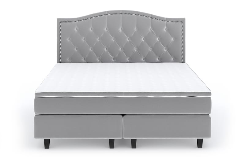 Hilton Lyx Velvet Sängpaket 180x200 - Ljusgrå - Möbler - Säng - Komplett sängpaket