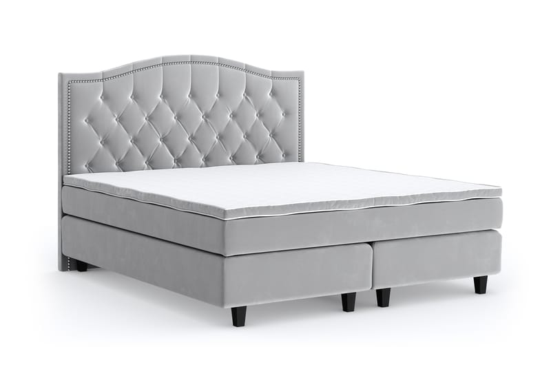 Hilton Lyx Velvet Sängpaket 180x200 - Ljusgrå - Möbler - Säng - Komplett sängpaket