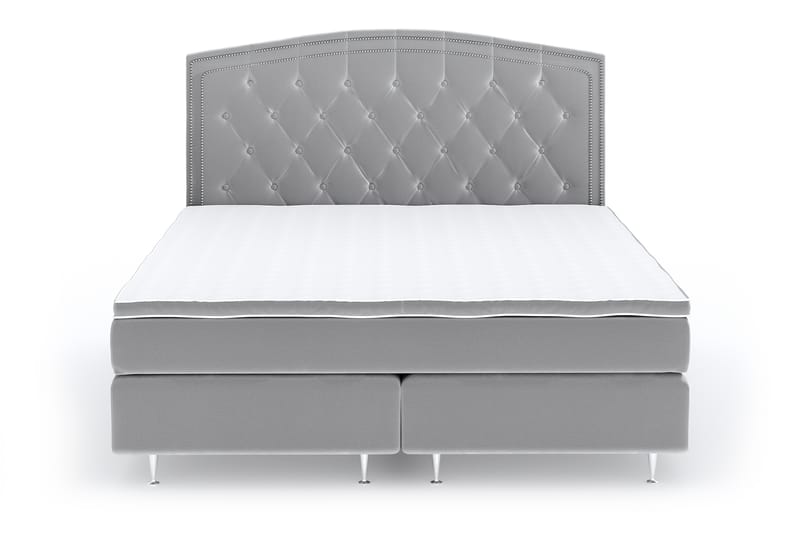 Hilton Lyx Velvet Sängpaket 180x200 - Ljusgrå - Möbler - Säng - Komplett sängpaket