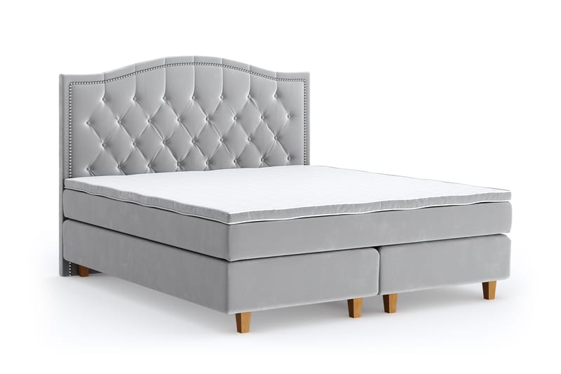 Hilton Lyx Velvet Sängpaket 180x200 - Ljusgrå - Möbler - Säng - Komplett sängpaket