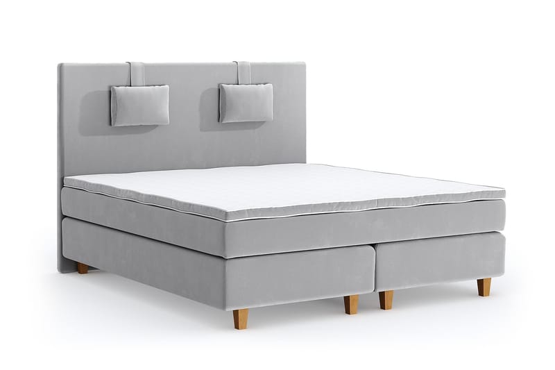 Hilton Lyx Velvet Sängpaket 210x210 - Ljusgrå - Möbler - Säng - Komplett sängpaket