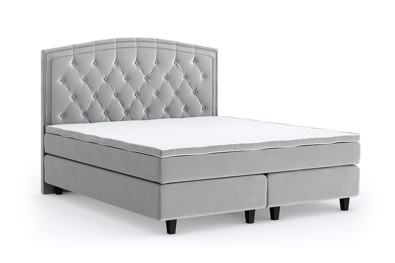 Hilton Lyx Velvet Sängpaket 210x210 - Ljusgrå - Möbler - Säng - Komplett sängpaket