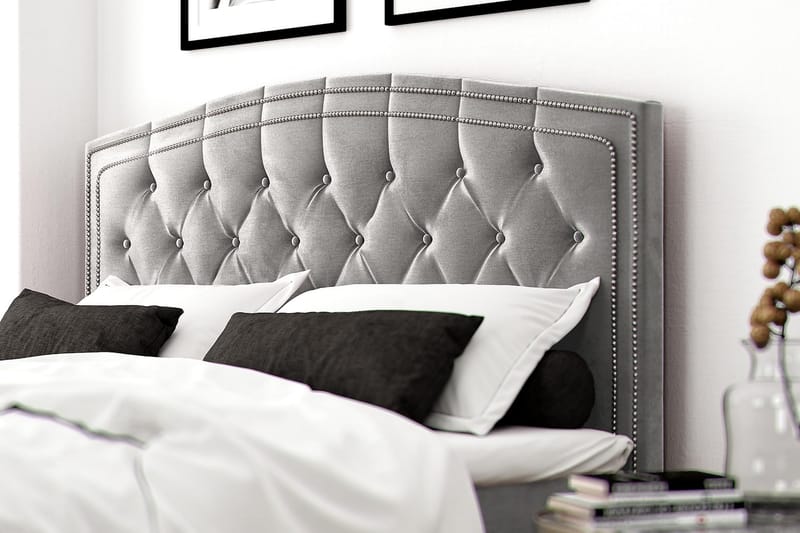 Hilton Lyx Velvet Sängpaket 210x210 - Ljusgrå - Möbler - Säng - Komplett sängpaket