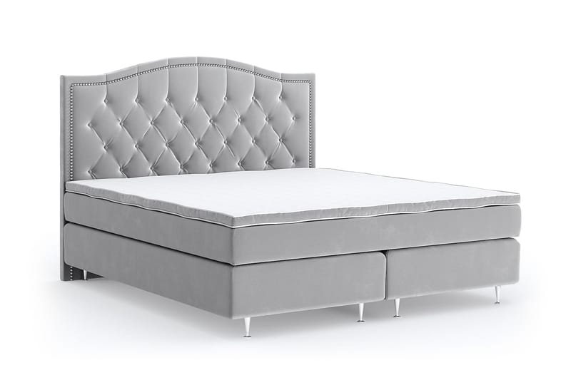 Hilton Lyx Velvet Sängpaket 210x210 - Ljusgrå - Komplett sängpaket - Kontinentalsäng - Dubbelsäng - Familjesäng