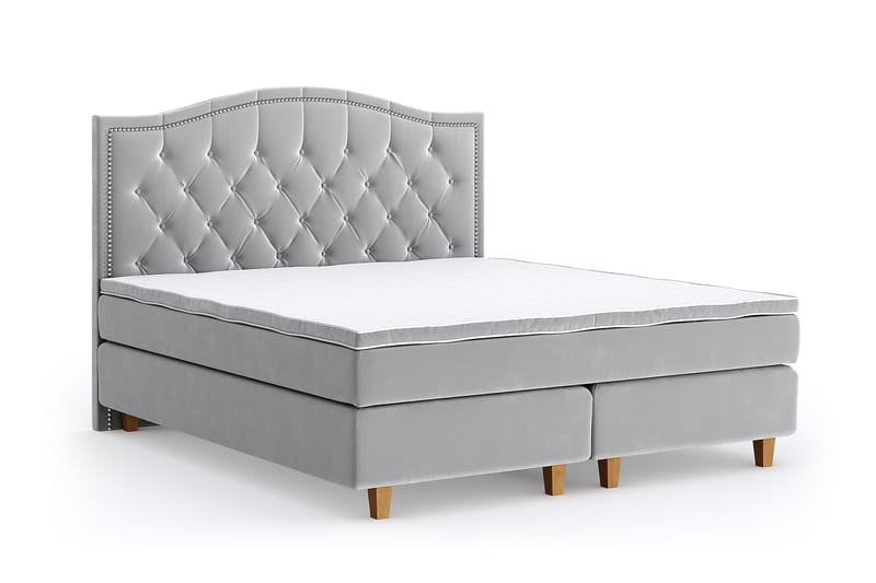 Hilton Lyx Velvet Sängpaket 210x210 - Ljusgrå - Möbler - Säng - Komplett sängpaket
