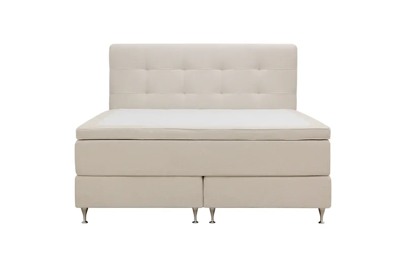 HVILA Premium Komplett Sängpaket 180x200 cm Kontinentalsäng med Sänggavel, Ljusbeige Bouclé