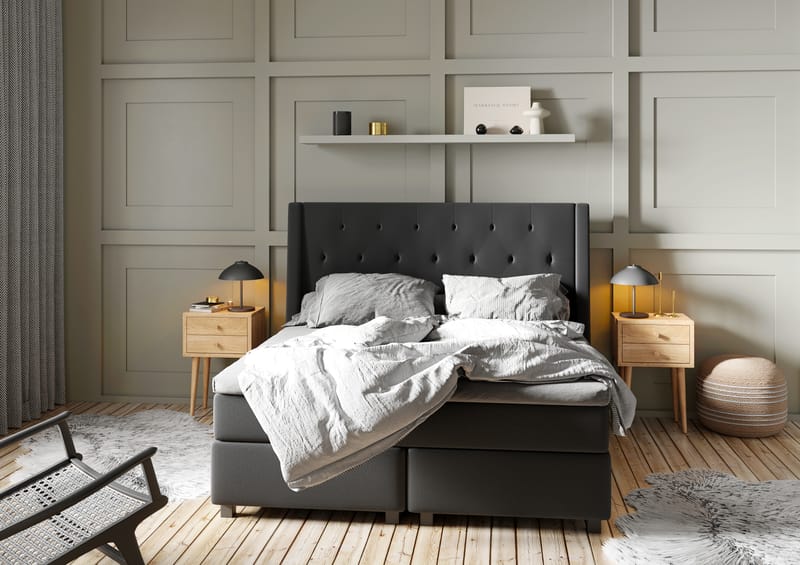 Imperia Komplett Komplett Sängpaket 160x200 cm - Mörkgrå - Möbler - Säng - Komplett sängpaket