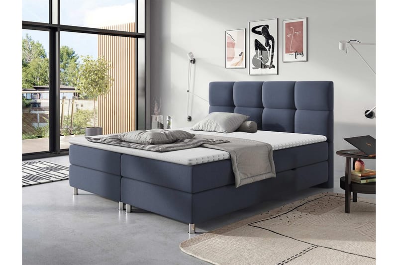 Isoba Sängpaket 140x200 cm - Blå - Komplett sängpaket - Kontinentalsäng - Dubbelsäng