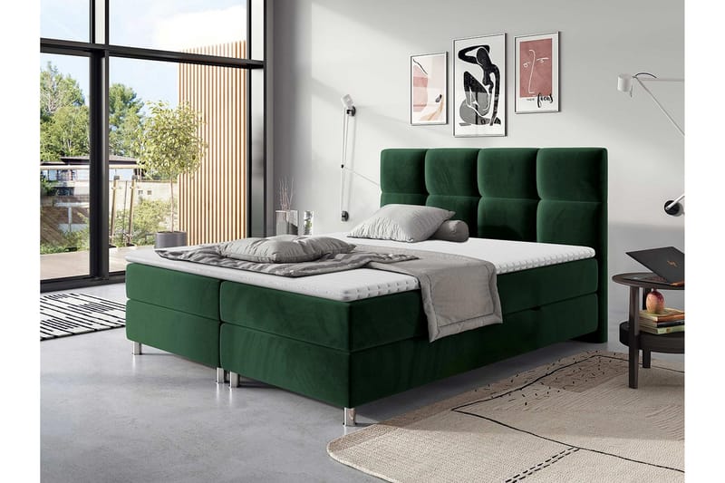 Isoba Sängpaket 140x200 cm - Grön - Dubbelsäng - Komplett sängpaket - Kontinentalsäng