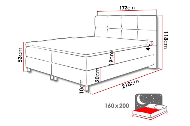 Isoba Sängpaket 160x200 cm - Blå - Komplett sängpaket - Kontinentalsäng - Dubbelsäng