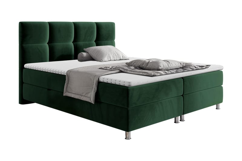 Isoba Sängpaket 160x200 cm LED-belysning - Grön - Komplett sängpaket - Kontinentalsäng - Dubbelsäng
