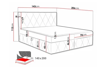 Kintore Kontinentalsäng 140x200 cm - Möbler - Säng - Kontinentalsäng