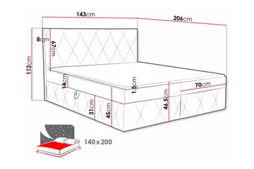 Kintore Kontinentalsäng 140x200 cm - Möbler - Säng - Kontinentalsäng