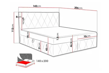 Kintore Kontinentalsäng 140x200 cm - Möbler - Säng - Kontinentalsäng