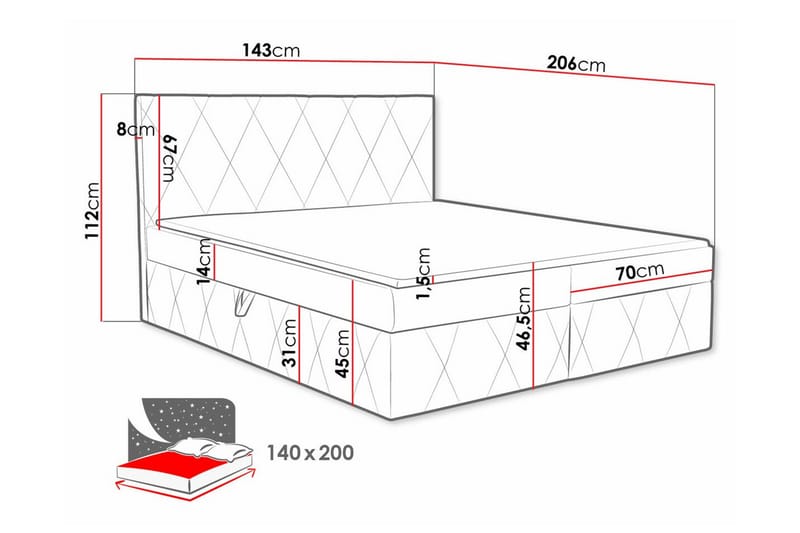 Kintore Kontinentalsäng 140x200 cm - Möbler - Säng - Kontinentalsäng