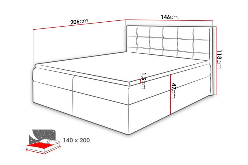 Kintore Kontinentalsäng 140x200 cm - Möbler - Säng - Kontinentalsäng