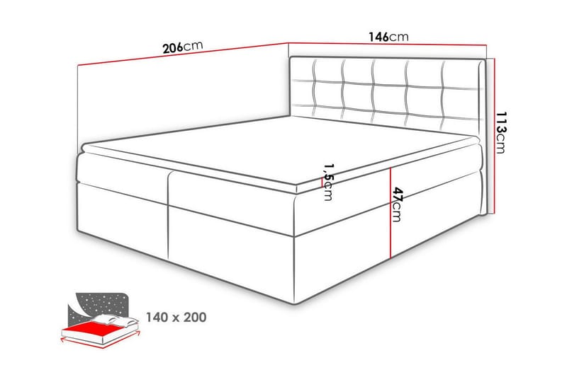 Kintore Kontinentalsäng 140x200 cm - Möbler - Säng - Kontinentalsäng