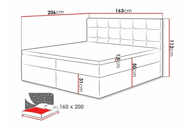 Kintore Kontinentalsäng 160x200 cm - Möbler - Säng - Kontinentalsäng