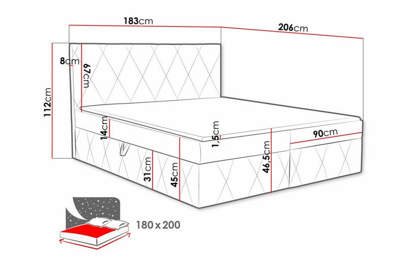 Kintore Kontinentalsäng 180x200 cm - Möbler - Säng - Kontinentalsäng