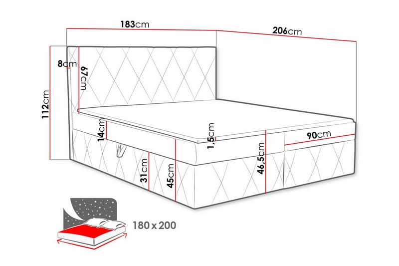 Kintore Kontinentalsäng 180x200 cm - Möbler - Säng - Kontinentalsäng