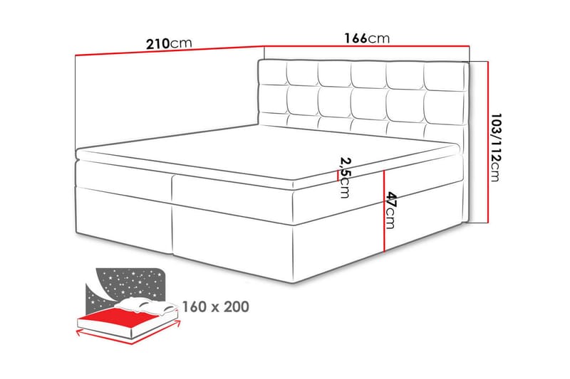 Kleiv Kontinentalsäng 160x200cm Vit  Vit - Vit - Kontinentalsäng