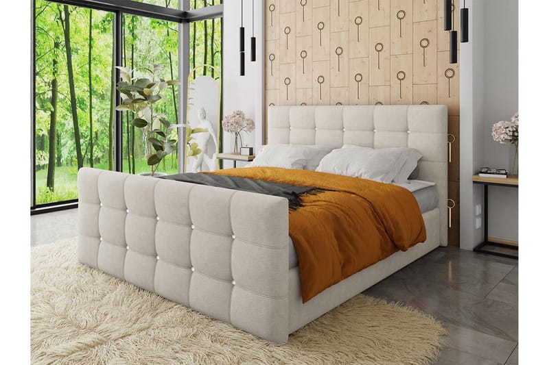 Kleos Kontinentalsäng 140x200cm med Sänggavel  Beige  Be - Beige - Möbler - Säng - Kontinentalsäng