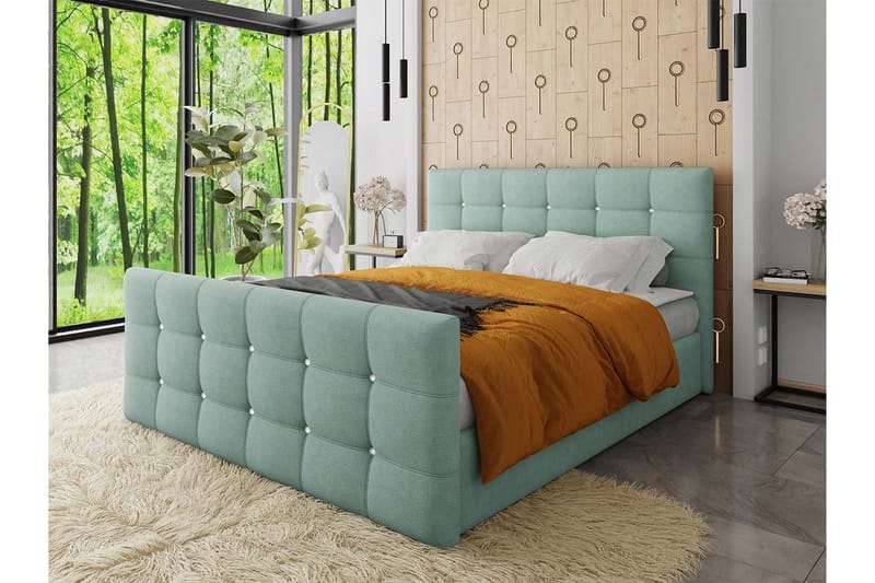 Kleos Kontinentalsäng 140x200cm med Sänggavel - Grön - Möbler - Säng - Kontinentalsäng