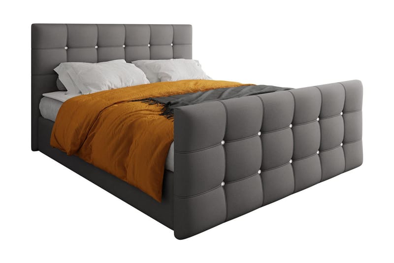 Kleos Kontinentalsäng 160x200cm med Sänggavel - Grå - Möbler - Säng - Kontinentalsäng