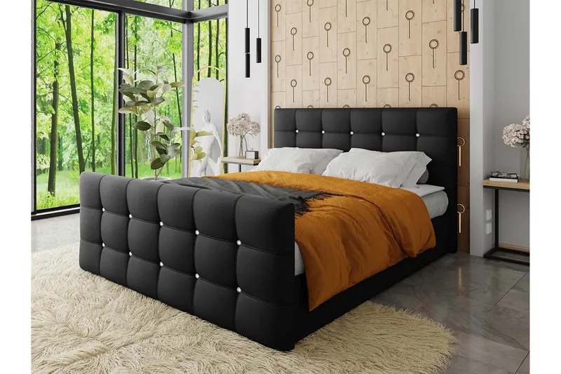 Kleos Kontinentalsäng 160x200cm med Sänggavel  Mörkgrå - Mörkgrå - Möbler - Säng - Kontinentalsäng