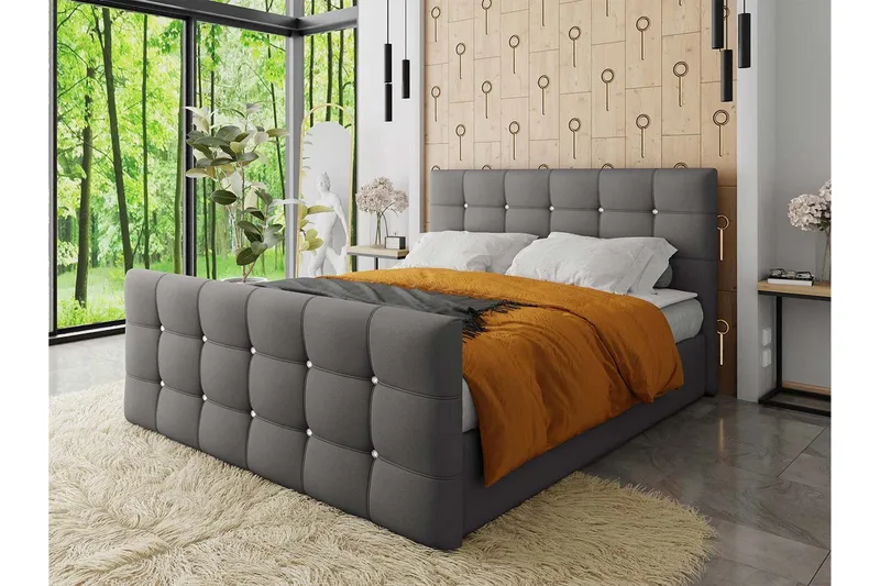 Kleos Kontinentalsäng 180x200cm med Sänggavel  Grå  Grå - Grå - Möbler - Säng - Kontinentalsäng