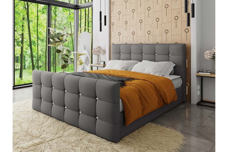 Kleos Kontinentalsäng 180x200cm med Sänggavel  Grå  Grå - Grå - Möbler - Säng - Kontinentalsäng