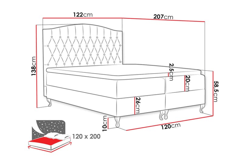 Kontinentalsäng 120x200 - Kontinentalsäng