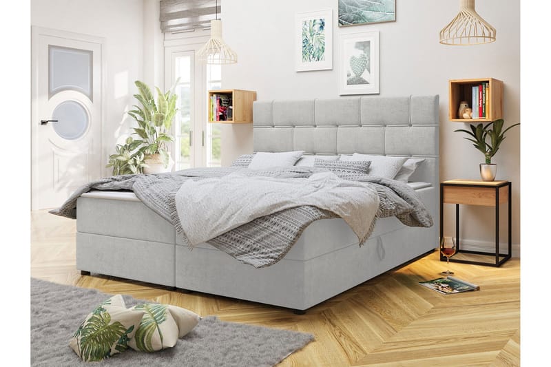 Kontinentalsäng 180x200 cm Ljusgrå - Ljusgrå - Möbler - Säng - Kontinentalsäng