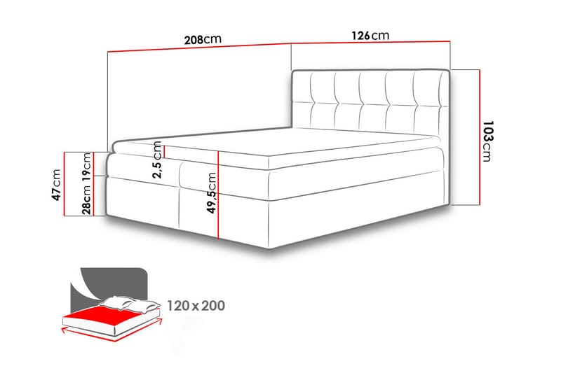 Kramvik Kontinentalsäng 120x200 - Grå - Kontinentalsäng - Dubbelsäng