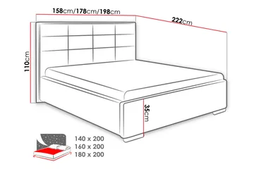 Laargard Kontinentalsäng medFörvaring 200x200 - Rosa - Möbler - Säng - Enkelsäng